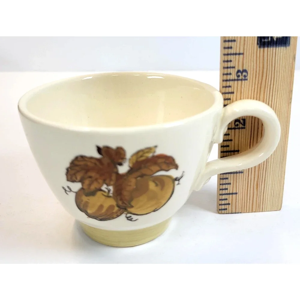 Vintage Metlox Poppytrail Coffee Cup Beige Fruit Motif California Pottery USA